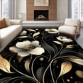 thumbnail image 1 of ODIKA 4'x6' Machine Washable Non-Slip Area Rug, Chic Black & Gold Abstract Floral Contemporary Style High Traffic Rug, Black, 83463, 1 of 7