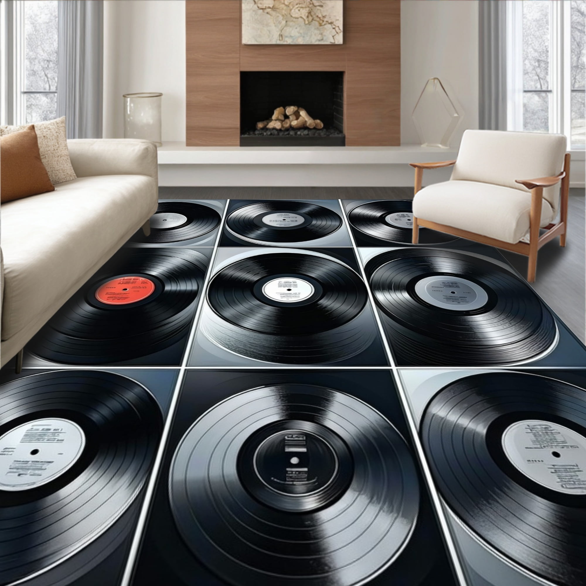 ODIKA 8'x10' Machine Washable Non-Slip Area Rug, Chic Black Vinyl ...