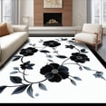 thumbnail image 1 of ODIKA 8'x10' Machine Washable Non-Slip Area Rug, Chic Black and Floral Design with Contemporary Elegance High Traffic Rug, Black, 213983, 1 of 7