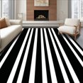 thumbnail image 1 of Flatwoven High Traffic Area Rug, Chic Black with Striped, Non Slip, Stain Resistant, Washable Area Rugs for Living Room, Bedroom(Black, 8X10), 1 of 8