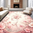 thumbnail image 1 of ODIKA 4'x6' Machine Washable Non-Slip Area Rug, Chic Blush Floral Medallion for Playful Spaces High Traffic Rug, Pink, 145650, 1 of 7