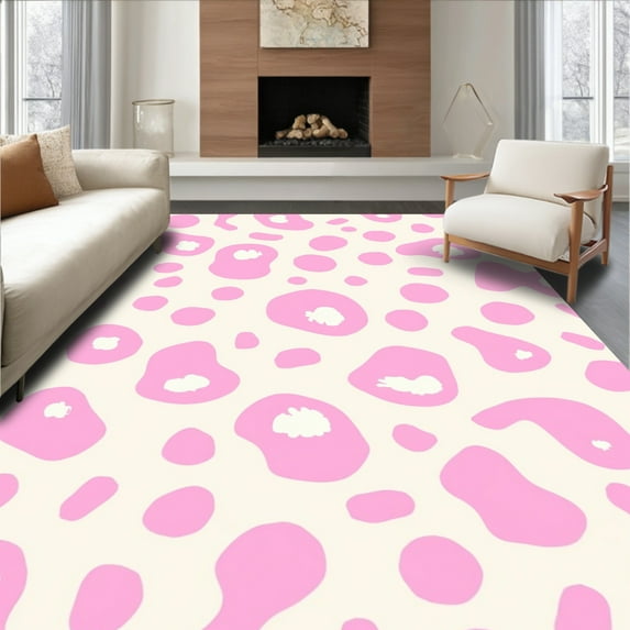 ODIKA 6'x9' Machine Washable Non-Slip Area Rug, Chic Cheetah Inspired with Artistic Speckle Design High Traffic Rug, Pink, 284106