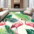 thumbnail image 1 of ODIKA 6'x9' Machine Washable Non-Slip Area Rug, Chic Flamingo Print Style High Traffic Rug, White, 33498, 1 of 7