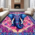 thumbnail image 1 of Flatwoven High Traffic Area Rug, Chic Elephant Motif Aesthetic, Non Slip, Stain Resistant, Washable Area Rugs for Living Room, Bedroom(Blue, 4X6), 1 of 8