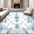 thumbnail image 1 of ODIKA 4'x6' Machine Washable Non-Slip Area Rug, Chic European Inspired with Flourishing Damask and Misty Accents High Traffic Rug, White, 106805, 1 of 7