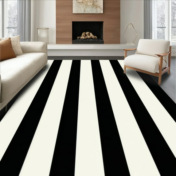 ODIKA 8'x10' Machine Washable Non-Slip Area Rug, Chic Geometric Black ...