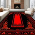 thumbnail image 1 of Flatwoven High Traffic Area Rug, Chic Gothic Trellis Ornamentation, Non Slip, Stain Resistant, Washable Area Rugs for Living Room, Bedroom(Red, 5X7), 1 of 8