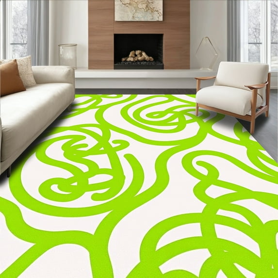 Flatwoven High Traffic Area Rug, Chic Interlocking Loops with a Vibrant Color Blend, Non Slip, Stain Resistant, Washable Area Rugs for Living Room, Bedroom(Green, 3X5)