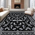 thumbnail image 1 of ODIKA 2'x3' Machine Washable Non-Slip Area Rug, Chic Macabre Bat Aesthetic High Traffic Rug, Black, 29626, 1 of 7