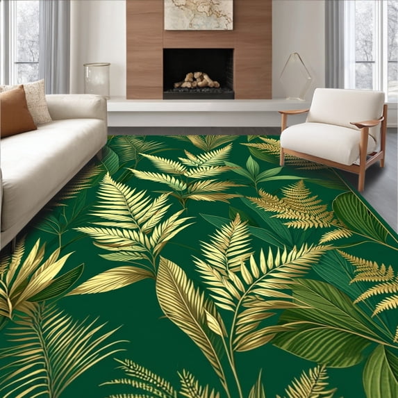 Flatwoven High Traffic Area Rug, Chic Modern Plush Textures, Non Slip, Stain Resistant, Washable Area Rugs for Living Room, Bedroom(Green, 4X6)