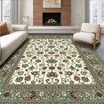 thumbnail image 1 of Flatwoven High Traffic Area Rug, Chic Sage Green Textured with Motifs, Non Slip, Stain Resistant, Washable Area Rugs for Living Room, Bedroom(Ivory, 4X6), 1 of 8