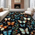 thumbnail image 1 of ODIKA 3'x5' Machine Washable Non-Slip Area Rug, Chic Transitional Floral Arrangement High Traffic Rug, Black, 28758, 1 of 7