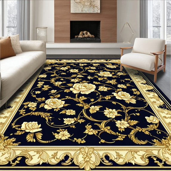 ODIKA 2x3 Machine Washable Non-Slip Area Rug, Persian High Traffic Rug, Black, 91820