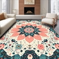 thumbnail image 1 of ODIKA 2'x3' Machine Washable Non-Slip Area Rug, Circular Bloom Medallion Concentric Motif Design High Traffic Rug, Ivory, 183387, 1 of 7