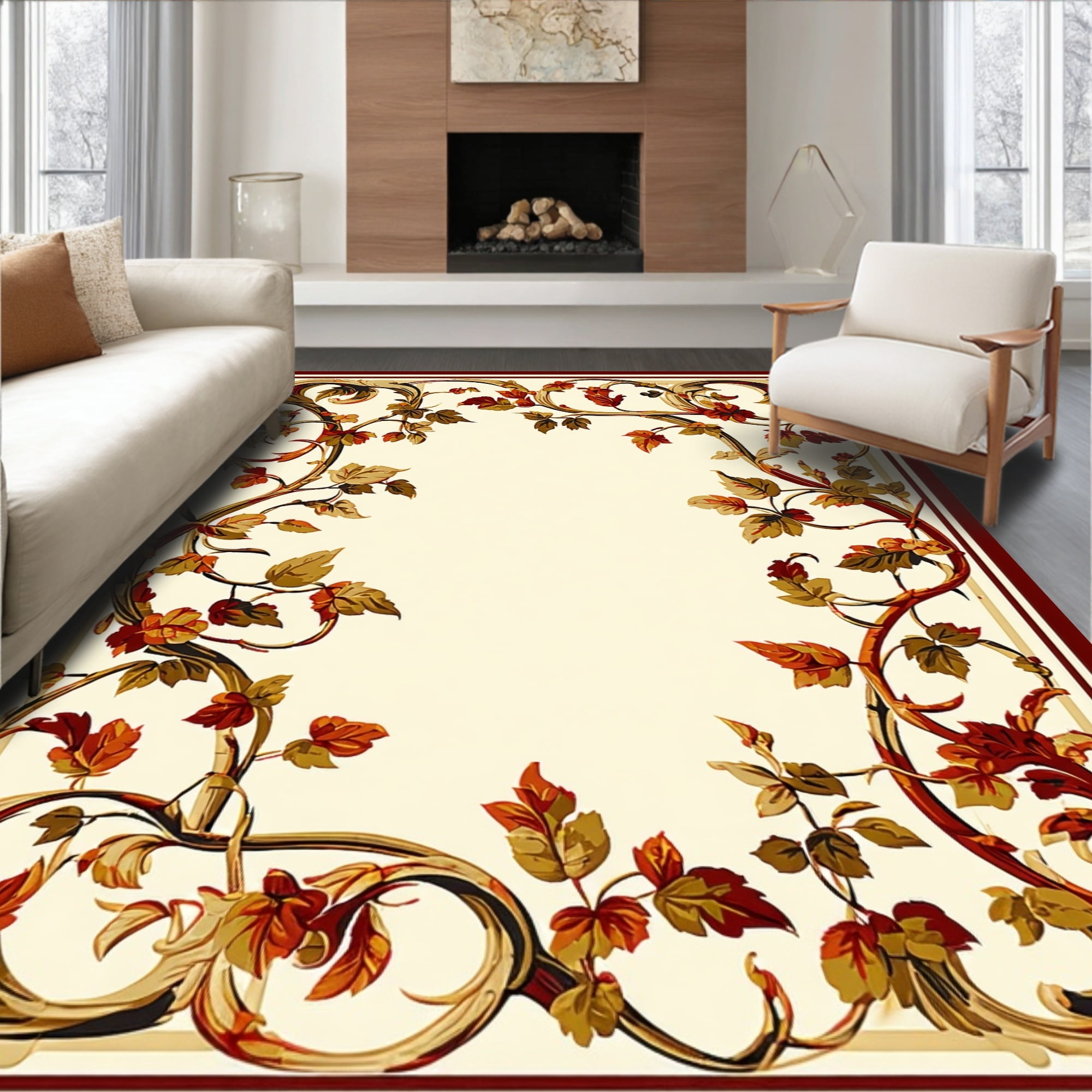 ODIKA 2'x3' Machine Washable Non-Slip Area Rug, Classic Baroque Swirls ...