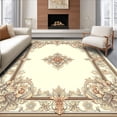 thumbnail image 1 of ODIKA 5'x7' Machine Washable Non-Slip Area Rug, Classic Damask Motif Round with Interlaced Vines and Scrollwork Medallion High Traffic Rug, Beige, 151873, 1 of 7