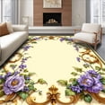 thumbnail image 1 of ODIKA 6'x9' Machine Washable Non-Slip Area Rug, Classic Fleur de Filigree with Rococo Floral Accents and Vine Details High Traffic Rug, Ivory, 233026, 1 of 7