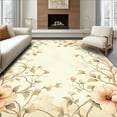 thumbnail image 1 of Flatwoven High Traffic Area Rug, Classic Garden Blooms With Detailed Leaf Veins and Stems, Non Slip, Stain Resistant, Washable Area Rugs for Living Room, Bedroom(Beige, 5X7), 1 of 8