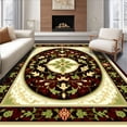 thumbnail image 1 of ODIKA 8'x10' Machine Washable Non-Slip Area Rug, Classic Laurel Wreath Motif with Ribbon and Fleur de Details High Traffic Rug, Green, 269153, 1 of 7