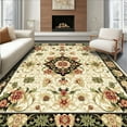 thumbnail image 1 of ODIKA 6'x9' Machine Washable Non-Slip Area Rug, Classic Medallion Filigree with Floral Scrollwork and Lattice Motifs High Traffic Rug, Beige, 204202, 1 of 7