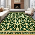 thumbnail image 1 of ODIKA 6'x9' Machine Washable Non-Slip Area Rug, Classic Ornamental Lattice with Intertwined Leaf and Vine Details High Traffic Rug, Green, 252462, 1 of 7