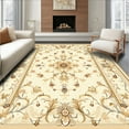 thumbnail image 1 of ODIKA 5'x7' Machine Washable Non-Slip Area Rug, Classic Ornamental Scrollwork With Subdued Filigree Detailing High Traffic Rug, Beige, 199197, 1 of 7