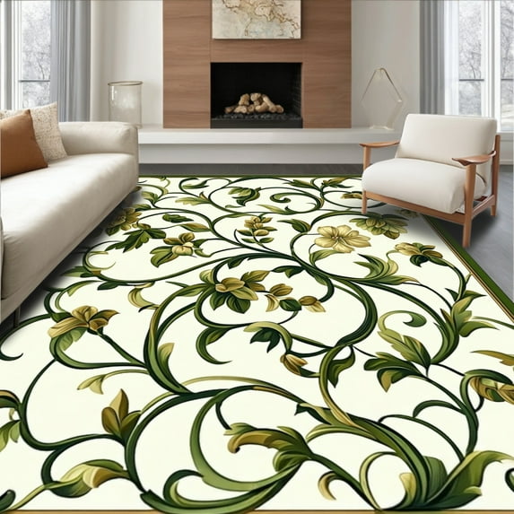 Flatwoven High Traffic Area Rug, Classic Verdant Bloom Collection With ...