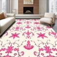 thumbnail image 1 of ODIKA 8' Machine Washable Non-Slip Area Rug, Classic Victorian Scrollwork with Repeating Fleur de and Curved Vines High Traffic Rug, Pink, 238902, 1 of 7