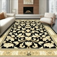 thumbnail image 1 of ODIKA 4'x6' Machine Washable Non-Slip Area Rug, Classical Acanthus Leaf Motif With Decorative Edge Detail High Traffic Rug, Black, 257234, 1 of 7