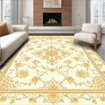 thumbnail image 1 of Flatwoven High Traffic Area Rug, Classical Treasures Ornamental Rosette With Filigree Framework, Non Slip, Stain Resistant, Washable Area Rugs for Living Room, Bedroom(Beige, 8X10), 1 of 8