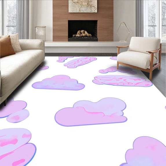ODIKA 6' Machine Washable Non-Slip Area Rug, Clean Minimalist Cloud with Ombre Fade High Traffic Rug, Pink, 395607