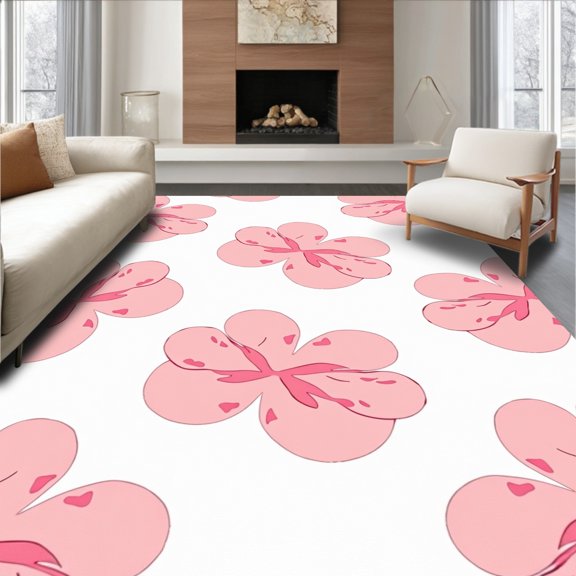 Flatwoven High Traffic Area Rug, Cloud Burst Abstract Textured Floor Covering, Non Slip, Stain Resistant, Washable Area Rugs for Living Room, Bedroom(Pink, 2X3)