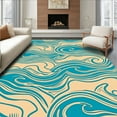 thumbnail image 1 of ODIKA 6' Machine Washable Non-Slip Area Rug, Bear Ocean Wave High Traffic Rug, Blue, 303856, 1 of 7