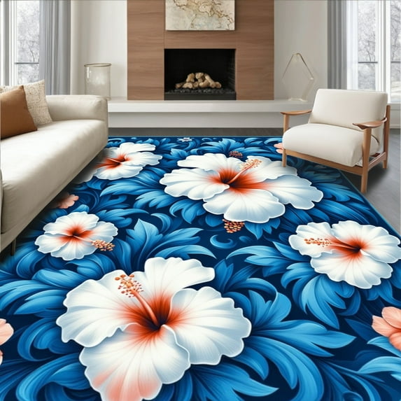 Flatwoven High Traffic Area Rug, Coastal Bloom, Non Slip, Stain ...