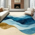 thumbnail image 1 of Flatwoven High Traffic Area Rug, Coastal Breeze Area Abstract Beige & Blue Waves for Home, Non Slip, Stain Resistant, Washable Area Rugs for Living Room, Bedroom(Blue, 4X6), 1 of 8