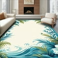 thumbnail image 1 of Flatwoven High Traffic Area Rug, Coastal Flora Botanical Paradise Runner, Non Slip, Stain Resistant, Washable Area Rugs for Living Room, Bedroom(White, 4X6), 1 of 8