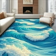 thumbnail image 1 of ODIKA 8'x10' Machine Washable Non-Slip Area Rug, Ocean Wave Nursery High Traffic Rug, Blue, 2963, 1 of 7