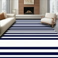 thumbnail image 1 of Flatwoven High Traffic Area Rug, Coastal Stripe Design Runner, Non Slip, Stain Resistant, Washable Area Rugs for Living Room, Bedroom(Navy, 5X7), 1 of 8