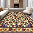 thumbnail image 1 of ODIKA 8'x10' Machine Washable Non-Slip Area Rug, Colorful Ethnic Half Round Featuring Mexican Pottery Tile High Traffic Rug, Beige, 66207, 1 of 7