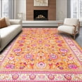 thumbnail image 1 of ODIKA 4'x6' Machine Washable Non-Slip Area Rug, Colorful Playful Petal Arrangement High Traffic Rug, Orange, 20589, 1 of 7