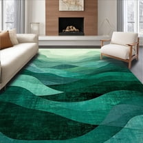 ODIKA 4x6 Machine Washable Non-Slip Area Rug, Abstract High Traffic Rug, Green, 6094