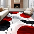 thumbnail image 1 of ODIKA 4'x6' Machine Washable Non-Slip Area Rug, Contemporary Abstract with Bold and Grey Swirls High Traffic Rug, Red, 107817, 1 of 7