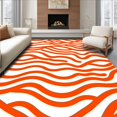 thumbnail image 1 of ODIKA 4'x6' Machine Washable Non-Slip Area Rug, Contemporary Abstract Wave Design Featuring Fluid Interlocking Lines High Traffic Rug, Orange, 394114, 1 of 7