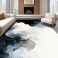 thumbnail image 1 of ODIKA 8'x10' Machine Washable Non-Slip Area Rug, Contemporary Art Inspired with Swirling Smoke and Contrasting Greys High Traffic Rug, White, 108003, 1 of 7