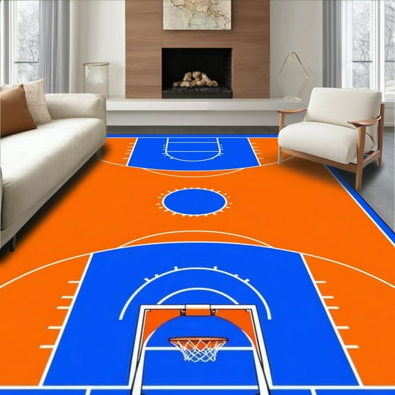 ODIKA 4x6 Machine Washable Non-Slip Area Rug, Sporty High Traffic Rug, Orange, 8272