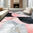 thumbnail image 1 of Flatwoven High Traffic Area Rug, Contemporary Black and Gray Abstract Design, Non Slip, Stain Resistant, Washable Area Rugs for Living Room, Bedroom(Pink, 4X6), 1 of 8
