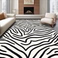 thumbnail image 1 of ODIKA 6' Machine Washable Non-Slip Area Rug, Contemporary Black and Ivory Zebra Stripe Design with Flowing Lines High Traffic Rug, Black, 292692, 1 of 7