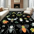 thumbnail image 1 of ODIKA 4'x6' Machine Washable Non-Slip Area Rug, Contemporary Bug Art with Unique Insect High Traffic Rug, Black, 278629, 1 of 7
