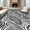 thumbnail image 1 of Flatwoven High Traffic Area Rug, Contemporary Displaying Layered Tiger Stripes with Negative Space, Non Slip, Stain Resistant, Washable Area Rugs for Living Room, Bedroom(Black, 8X8), 1 of 8