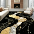thumbnail image 1 of ODIKA 2'x3' Machine Washable Non-Slip Area Rug, Contemporary Elegant Fluid High Traffic Rug, Black, 20286, 1 of 7